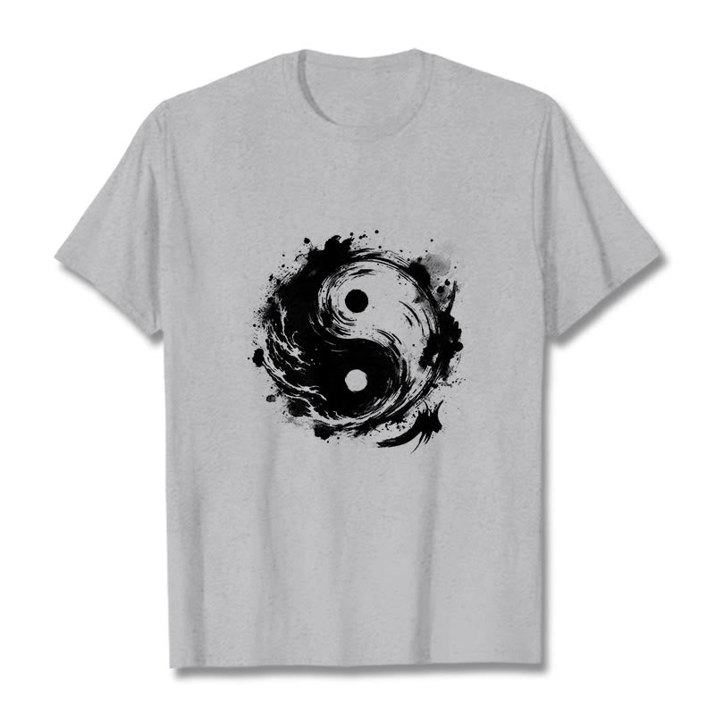 Koszulka z nadrukiem "Buddha Stones Ink Yin Yang" z motywem równowagi - Jasnoszary - 2XL - image 20