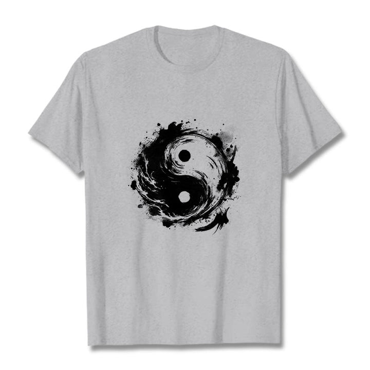 Koszulka z nadrukiem "Buddha Stones Ink Yin Yang" z motywem równowagi - Jasnoszary - 2XL - image 20