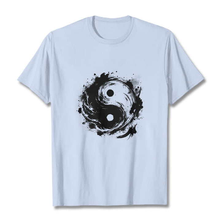 Koszulka z nadrukiem "Buddha Stones Ink Yin Yang" z motywem równowagi - Jasnoniebieski - 2XL - image 19
