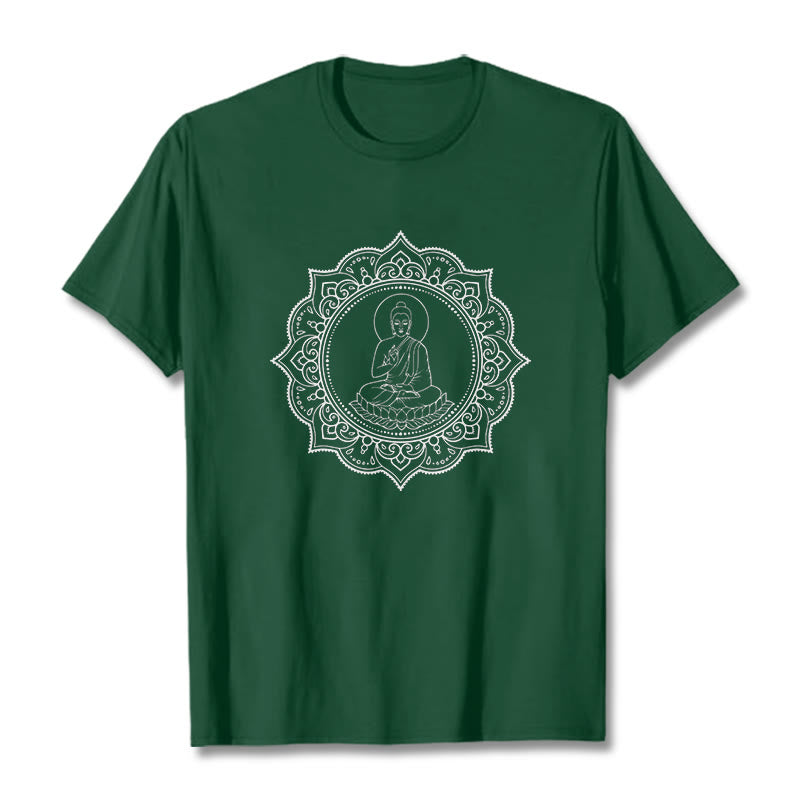 Koszulka z nadrukiem Buddy w pozycji lotosu z motywem Buddha Stones - ForestGreen - 2XL - image 1
