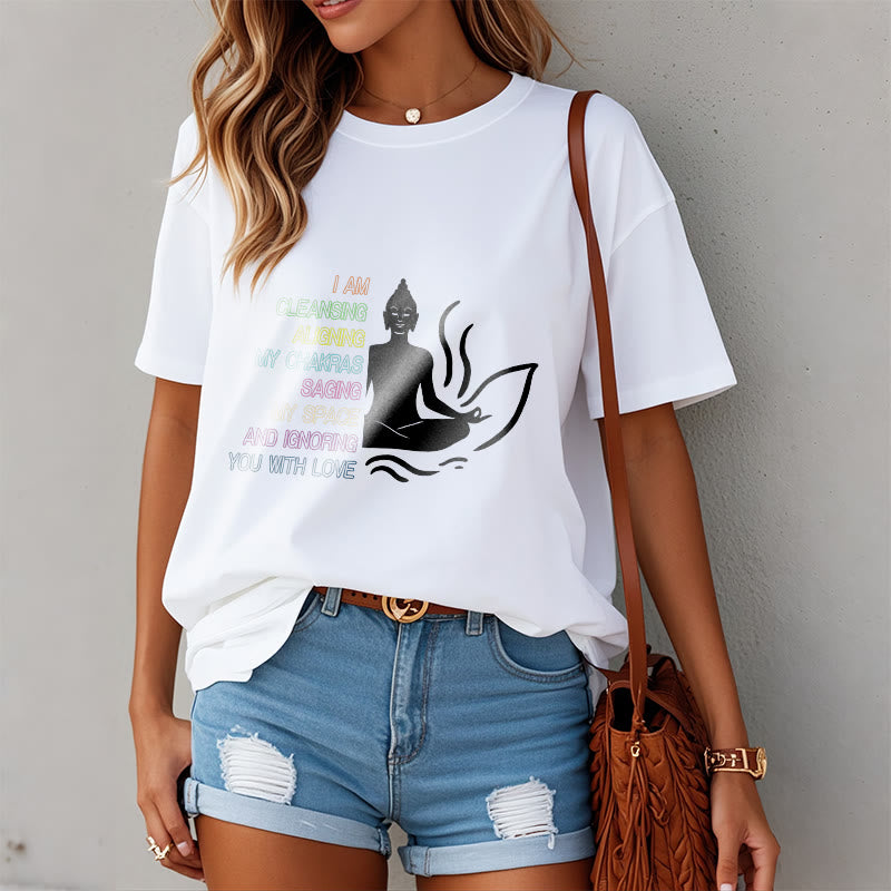 Koszulka z nadrukiem Buddha Stones Buddy Kwiat Lotosu Medytacja - image 3