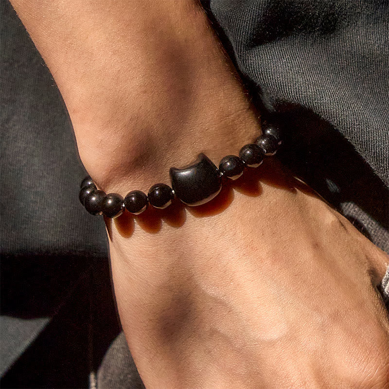 Bransoletka ochronna z Buddha Stones Czarny Kot Naturalny Czarny Onyks - image 11