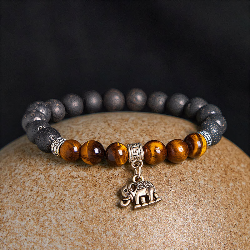 Bransoletka lecznicza z czarnymi koralikami z lawy wulkanicznej i Buddha Stones , ze wzorem zwierzęcym - image 2