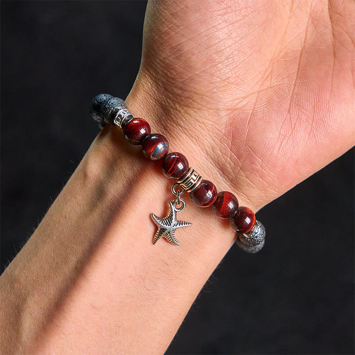 Bransoletka lecznicza z czarnymi koralikami z lawy wulkanicznej i Buddha Stones , ze wzorem zwierzęcym - image 21