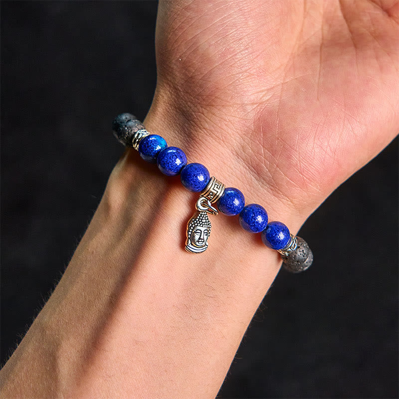 Bransoletka lecznicza z czarnymi koralikami z lawy wulkanicznej i Buddha Stones , ze wzorem zwierzęcym - image 11
