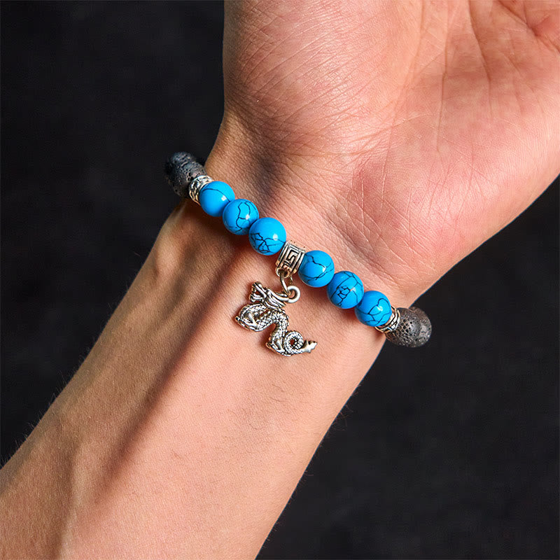 Bransoletka lecznicza z czarnymi koralikami z lawy wulkanicznej i Buddha Stones , ze wzorem zwierzęcym - image 23