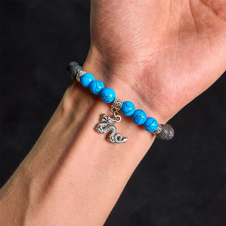 Bransoletka lecznicza z czarnymi koralikami z lawy wulkanicznej i Buddha Stones , ze wzorem zwierzęcym - image 23