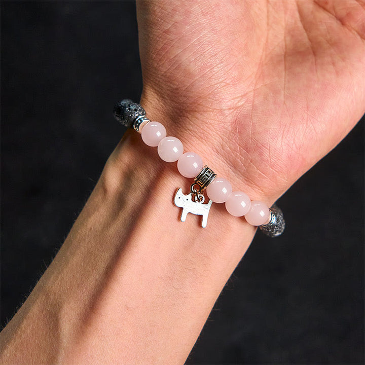 Bransoletka lecznicza z czarnymi koralikami z lawy wulkanicznej i Buddha Stones , ze wzorem zwierzęcym - image 27