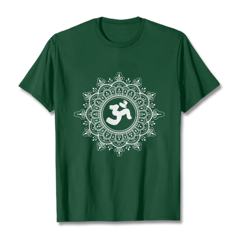 Koszulka bawełniana z motywem symetrii Buddha Stones i symbolu OM - ForestGreen - 2XL - image 1