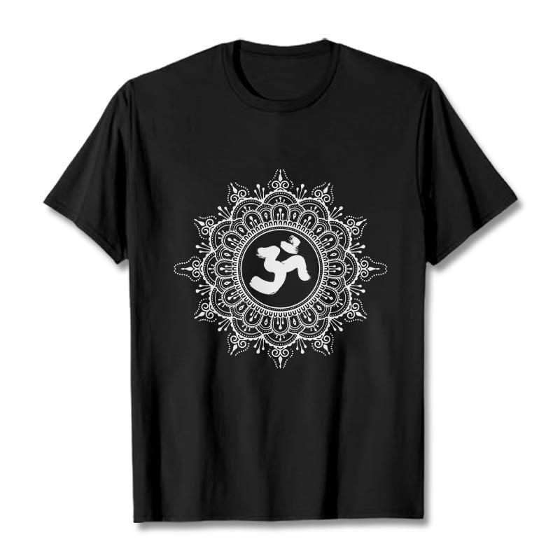 Koszulka bawełniana z motywem symetrii Buddha Stones i symbolu OM - Czarny - 2XL - image 4