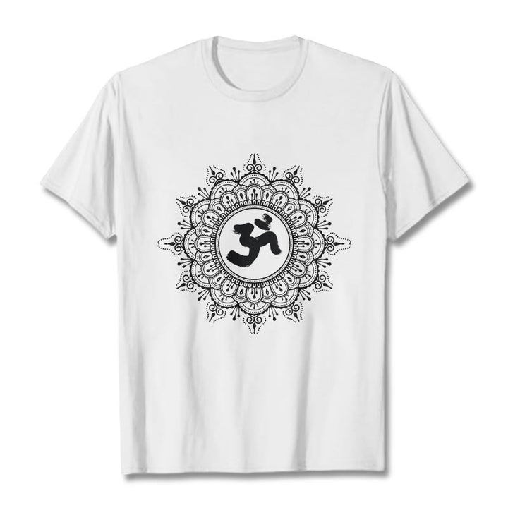 Koszulka bawełniana z motywem symetrii Buddha Stones i symbolu OM - Biały - 2XL - image 8