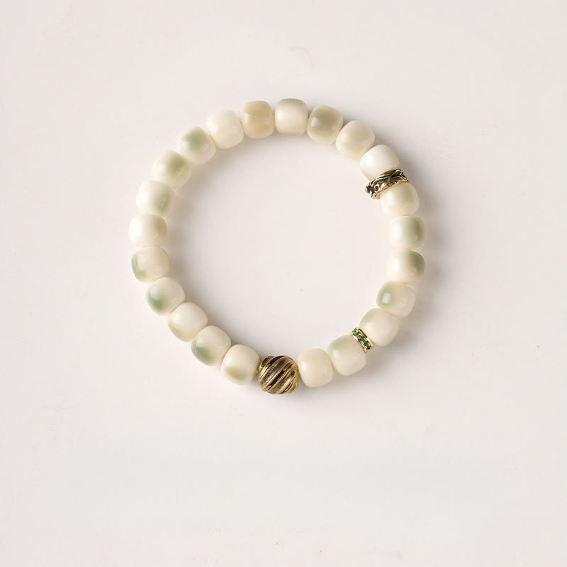 Bransoletka mądrości Garuda z Buddha Stones, nasionami Bodhi, kutą miedzią i mosiądzem - Nasiona Bodhi i koraliki mosiężne (obwód nadgarstka: 15-17 cm) - image 6