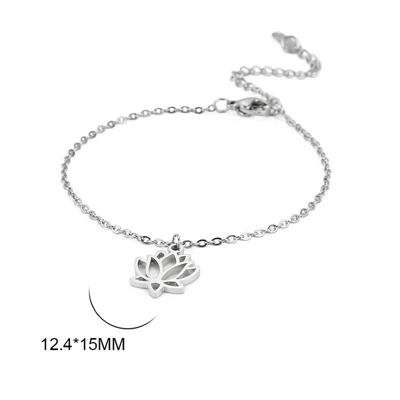 Bransoletka oświecenia z Buddha Stones i wzorem lotosu ze stali tytanowej - image 5