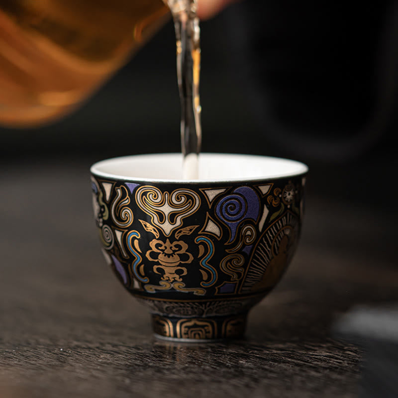 Buddha Stones, Czarna Thangka Buddy, Pomyślne Chmury, Filiżanka do herbaty Kung Fu - image 8