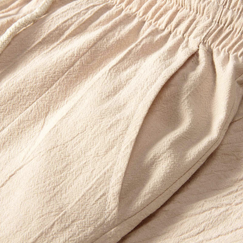 Buddha Stones, czysty kolor, bawełna, len, długi rękaw, spodnie, komplet męski - image 3