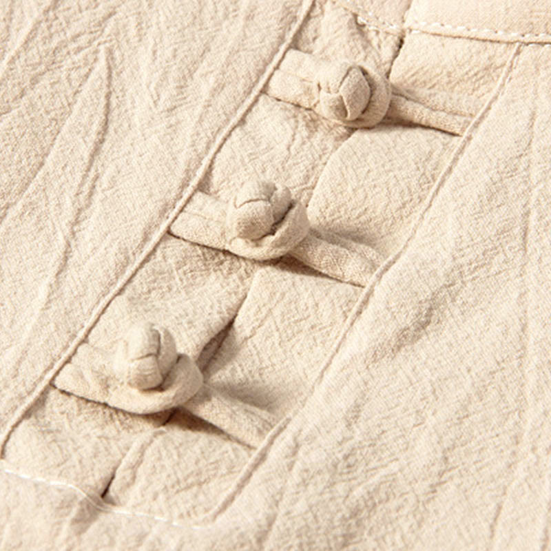 Buddha Stones, czysty kolor, bawełna, len, długi rękaw, spodnie, komplet męski - image 4