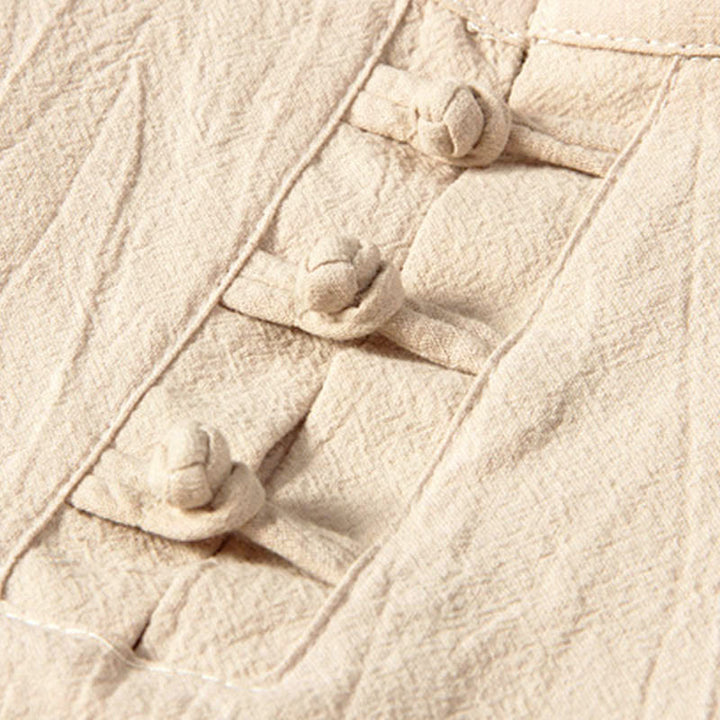 Buddha Stones, czysty kolor, bawełna, len, długi rękaw, spodnie, komplet męski - image 4