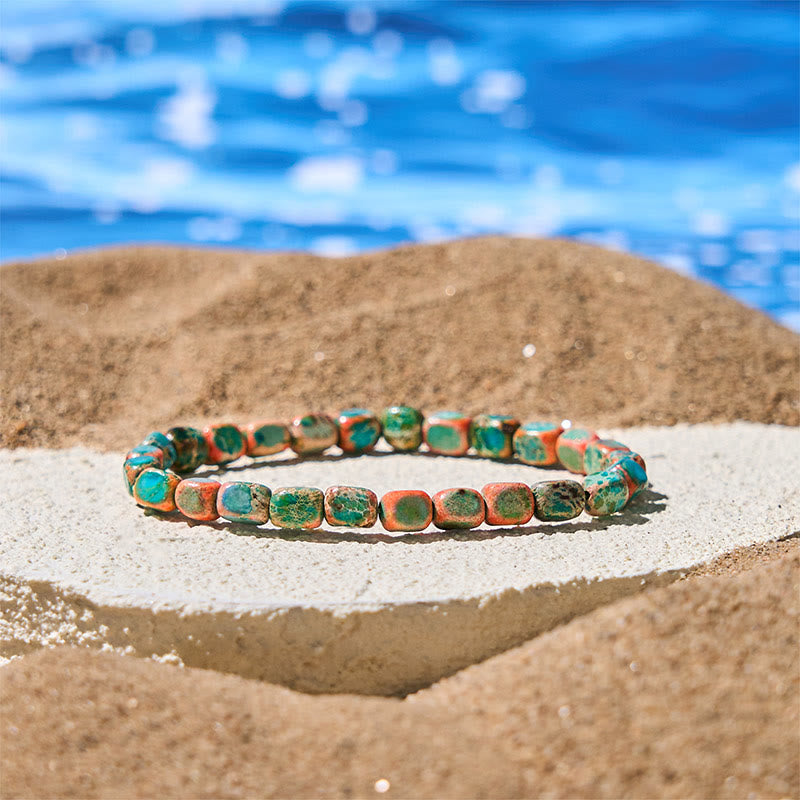 Naturalne kolorowe Buddha Stones , owalne kwadratowe koraliki, bransoletka antystresowa - image 2