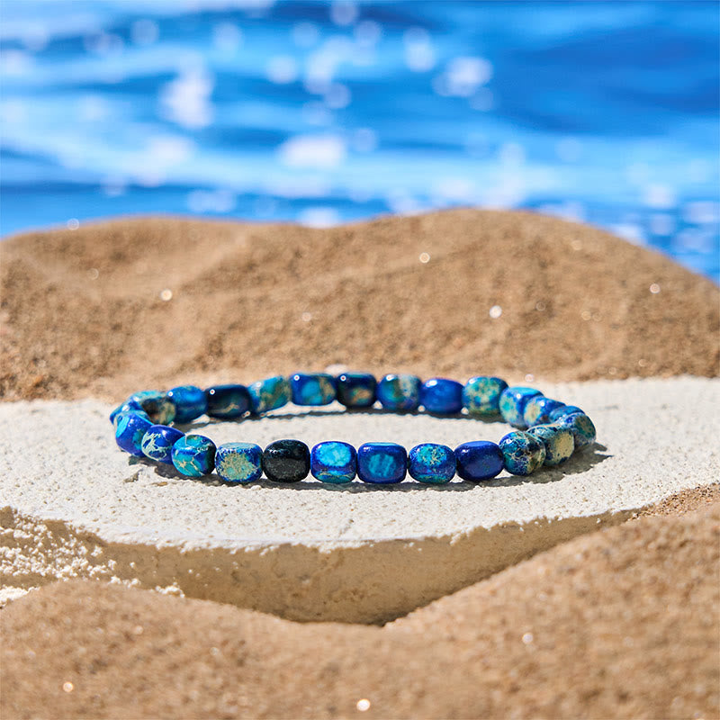 Naturalne kolorowe Buddha Stones , owalne kwadratowe koraliki, bransoletka antystresowa - image 8