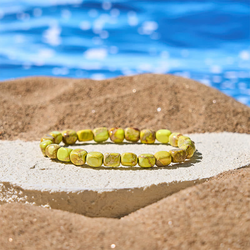 Naturalne kolorowe Buddha Stones , owalne kwadratowe koraliki, bransoletka antystresowa - image 12