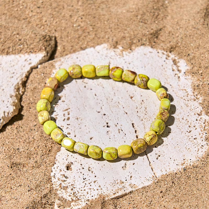 Naturalne kolorowe Buddha Stones , owalne kwadratowe koraliki, bransoletka antystresowa - Zielony Kamień Cesarski (Obwód nadgarstka: 15-17 cm) - image 10