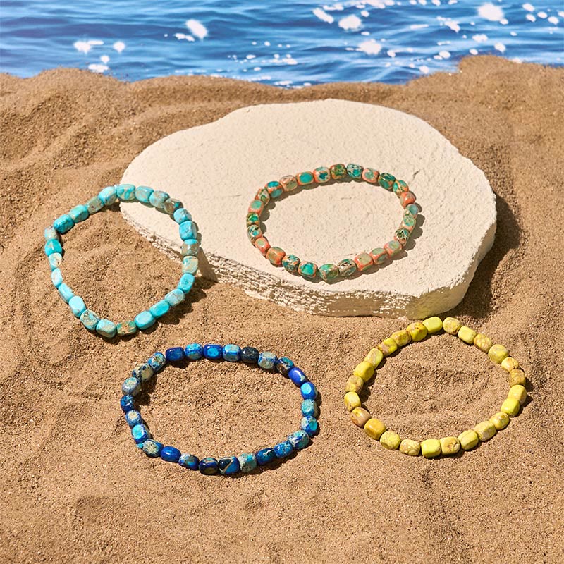 Naturalne kolorowe Buddha Stones , owalne kwadratowe koraliki, bransoletka antystresowa - image 14