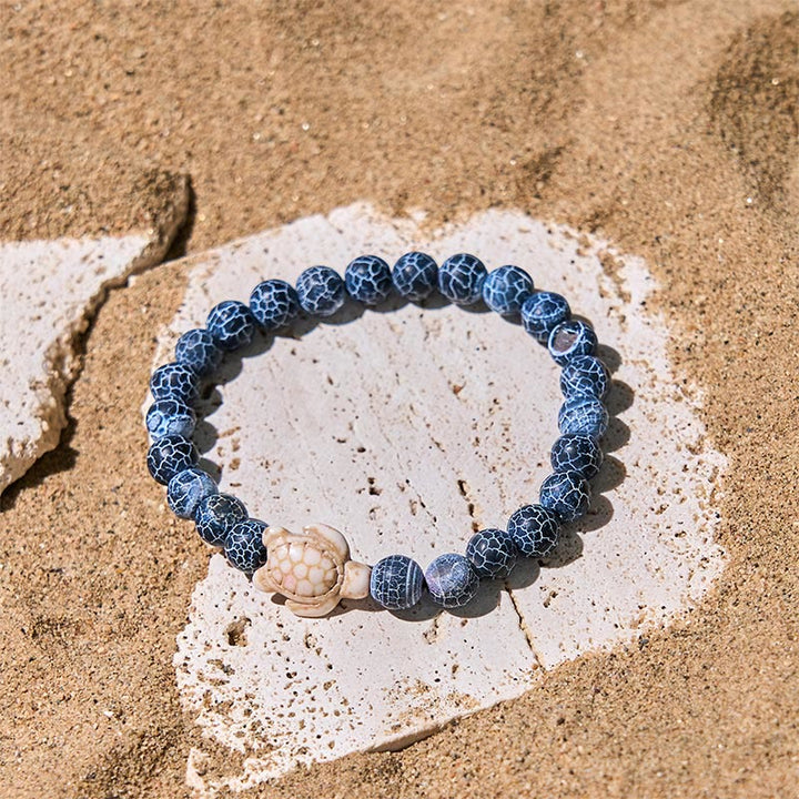 Bransoletka mądrości z naturalnego Buddha Stones, żółwia morskiego, turkusu i spękanego agatu - image 5