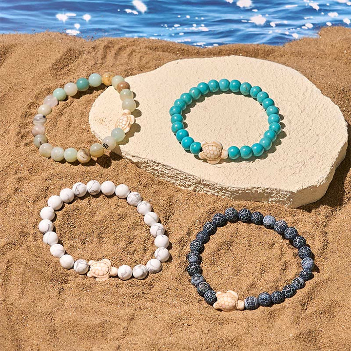 Bransoletka mądrości z naturalnego Buddha Stones, żółwia morskiego, turkusu i spękanego agatu - image 16