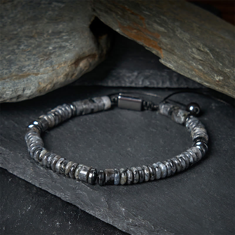 Bransoletka z liną wzmacniającą z małych czarnych Buddha Stones obsydianu, zielonego awenturynu i szarego jaspisu z tygrysim okiem - image 8