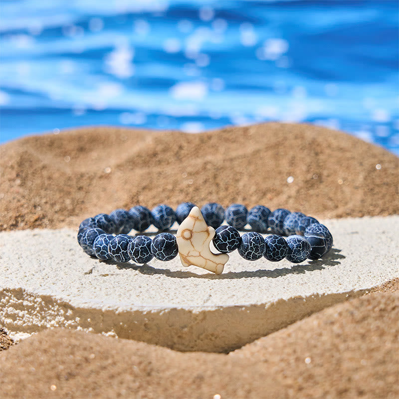 Bransoletka z Buddha Stones , naturalnymi i różnymi kamieniami, z delfinem, zapewniająca równowagę duchową - Agat spękany (obwód nadgarstka: 15-18 cm) - image 12