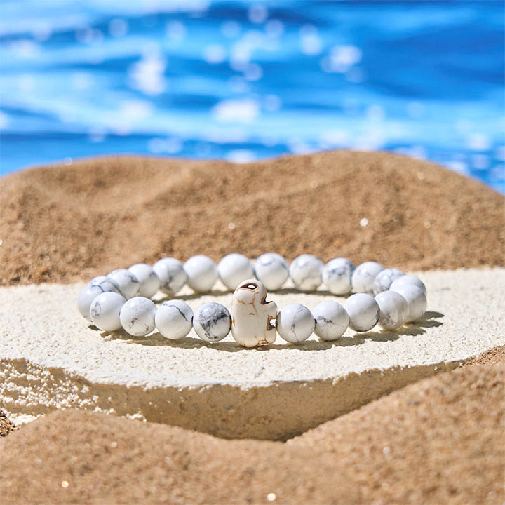 Naturalne Buddha Stones , różne kamienie, bransoletka z motywem słonia, siła duchowa - Biały turkus (obwód nadgarstka: 15-18 cm) - image 9