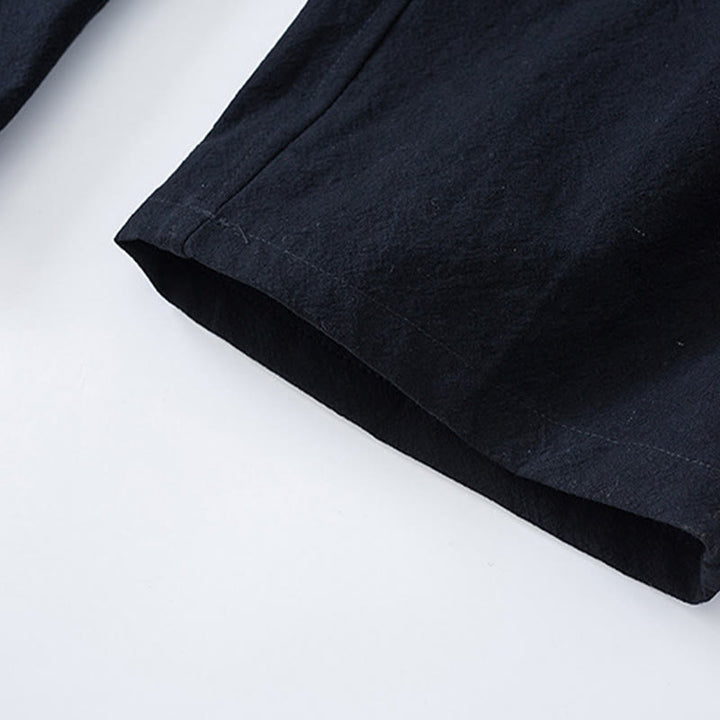 Buddha Stones , 2-częściowy zestaw Tang Suit, męski, bawełniany, z długim rękawem, guzikami żaby i spodniami, z kieszeniami - image 3