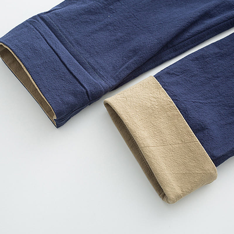 Buddha Stones , 2-częściowy zestaw Tang Suit, męski, bawełniany, z długim rękawem, guzikami żaby i spodniami, z kieszeniami - image 10