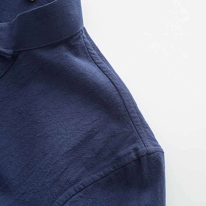 Buddha Stones , 2-częściowy zestaw Tang Suit, męski, bawełniany, z długim rękawem, guzikami żaby i spodniami, z kieszeniami - image 6