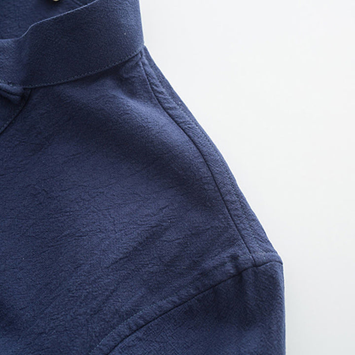 Buddha Stones , 2-częściowy zestaw Tang Suit, męski, bawełniany, z długim rękawem, guzikami żaby i spodniami, z kieszeniami - image 6