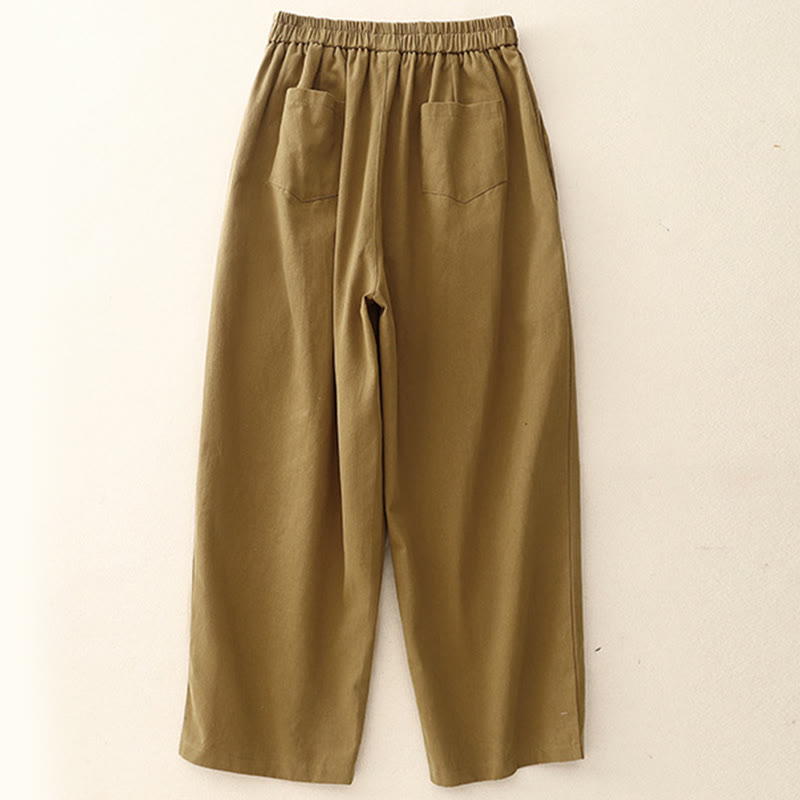 Spodnie damskie z bawełny i poliestru z kieszeniami i guzikami zatrzaskowymi Buddha Stones - image 1