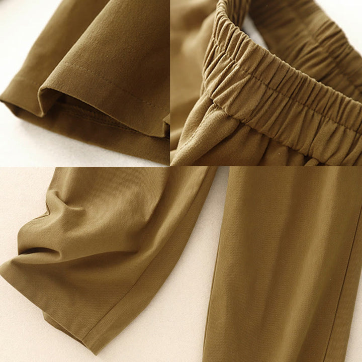 Spodnie damskie z bawełny i poliestru z kieszeniami i guzikami zatrzaskowymi Buddha Stones - image 3