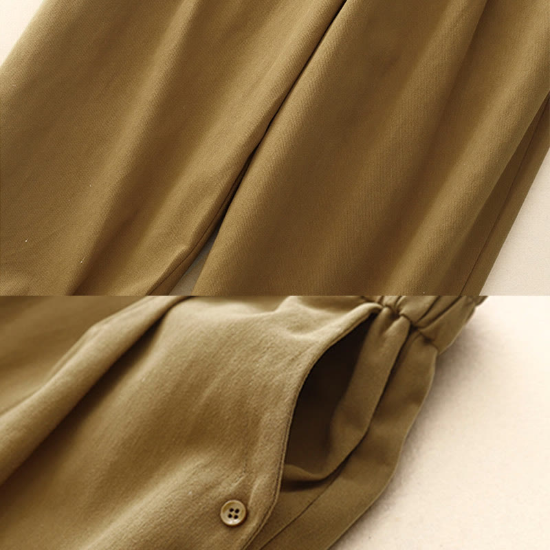 Spodnie damskie z bawełny i poliestru z kieszeniami i guzikami zatrzaskowymi Buddha Stones - image 2