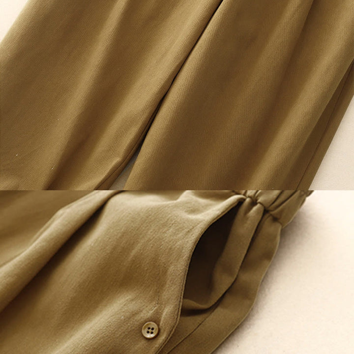 Spodnie damskie z bawełny i poliestru z kieszeniami i guzikami zatrzaskowymi Buddha Stones - image 2