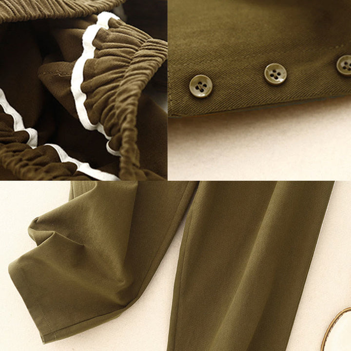 Spodnie damskie z bawełny i poliestru z kieszeniami i guzikami zatrzaskowymi Buddha Stones - image 6