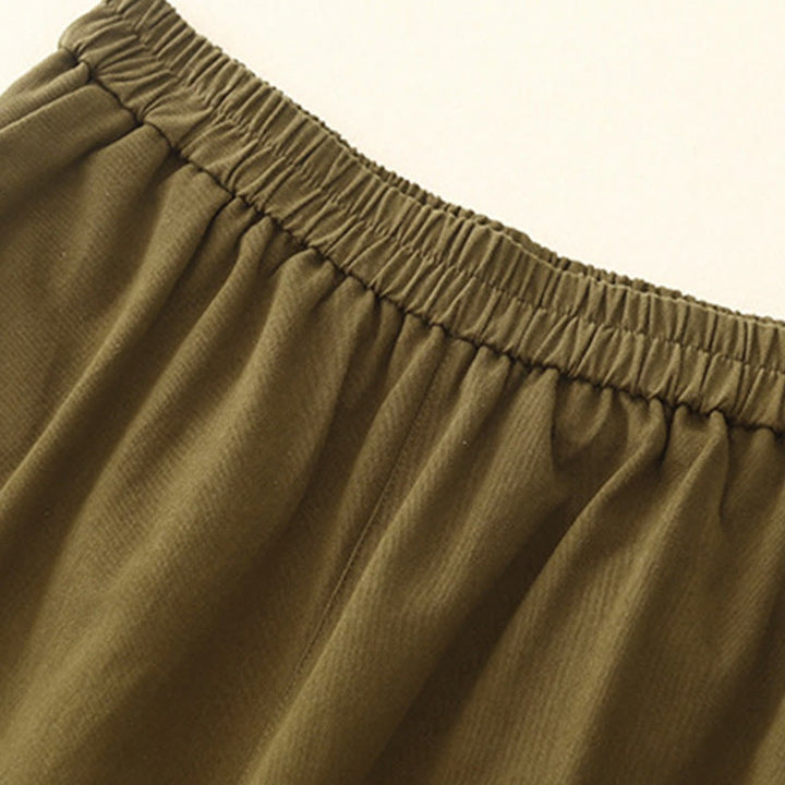 Spodnie damskie z bawełny i poliestru z kieszeniami i guzikami zatrzaskowymi Buddha Stones - image 7