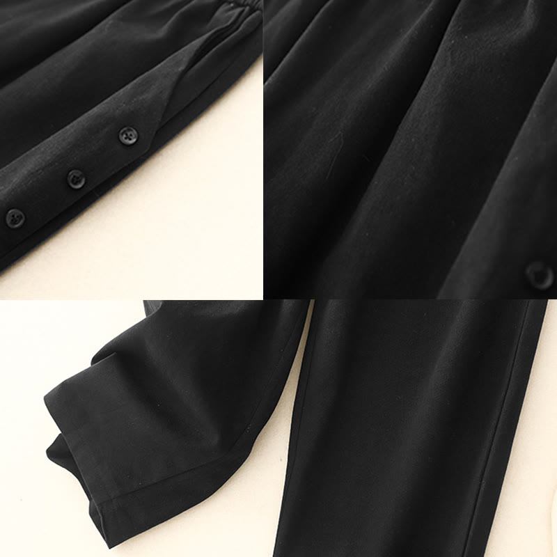 Spodnie damskie z bawełny i poliestru z kieszeniami i guzikami zatrzaskowymi Buddha Stones - image 9