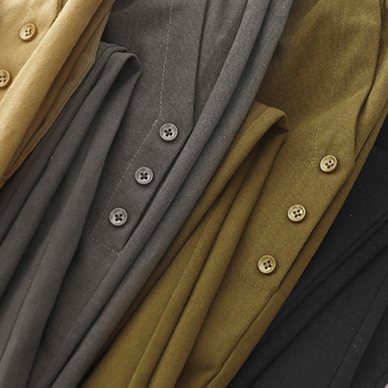 Spodnie damskie z bawełny i poliestru z kieszeniami i guzikami zatrzaskowymi Buddha Stones - image 17