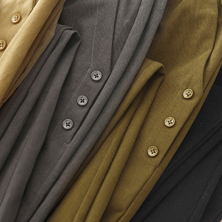 Spodnie damskie z bawełny i poliestru z kieszeniami i guzikami zatrzaskowymi Buddha Stones - image 17