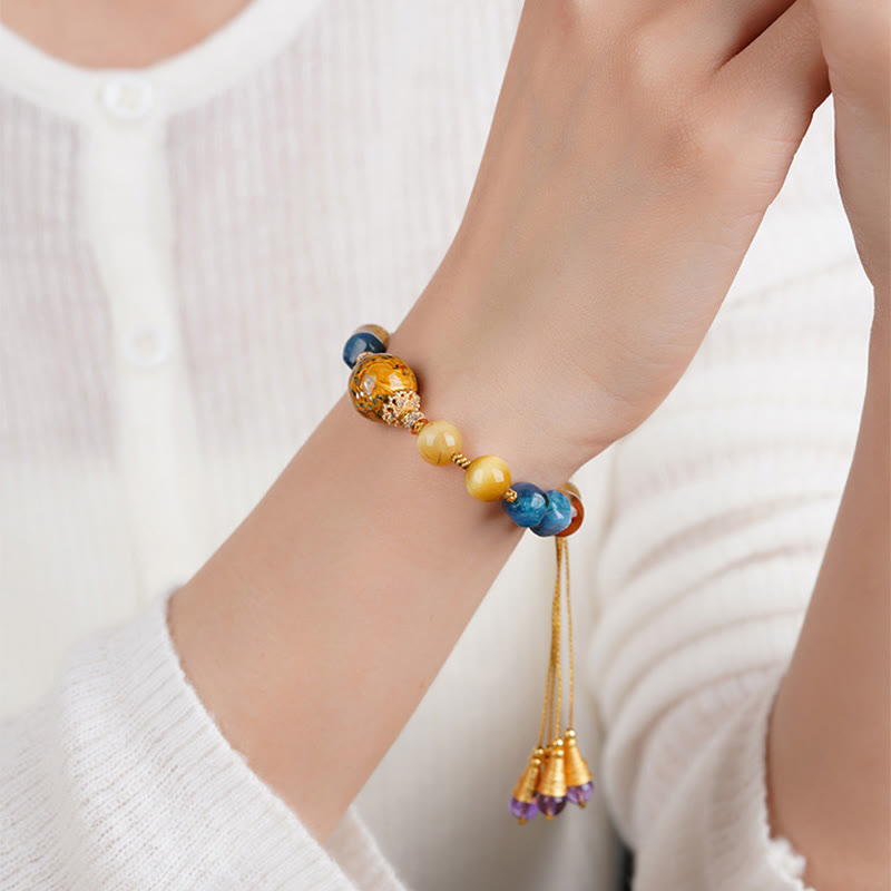 Bransoletka mocy z Buddha Stones, koralików tybetańskich z lakieru, tkana ręcznie z różnych kryształów - image 10