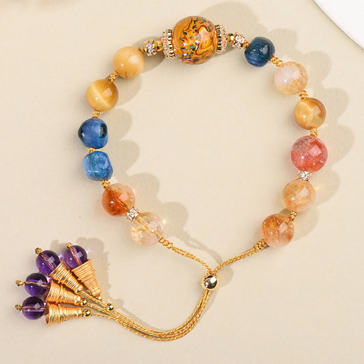 Bransoletka mocy z Buddha Stones, koralików tybetańskich z lakieru, tkana ręcznie z różnych kryształów - image 3