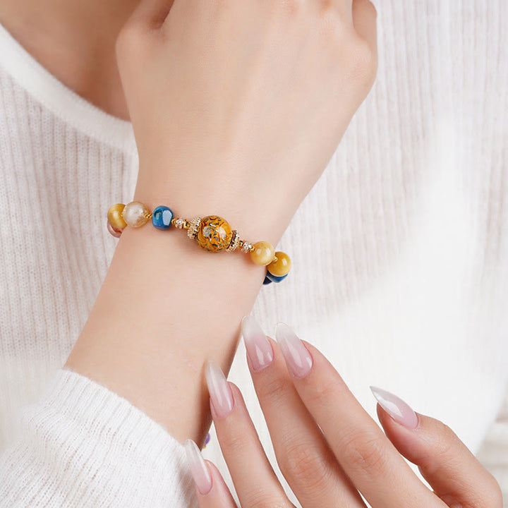 Bransoletka mocy z Buddha Stones, koralików tybetańskich z lakieru, tkana ręcznie z różnych kryształów - image 4