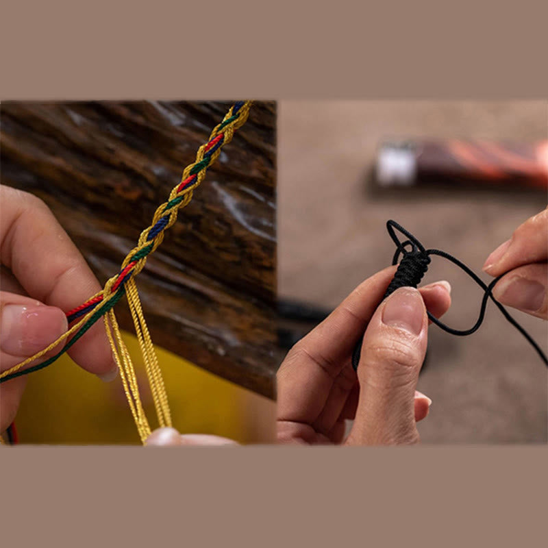 Bransoletka ochronna z sznurka z Buddha Stones, ręcznie robiona, tybetańska, z dziewięcioma oczkami koralików Dzi - image 4