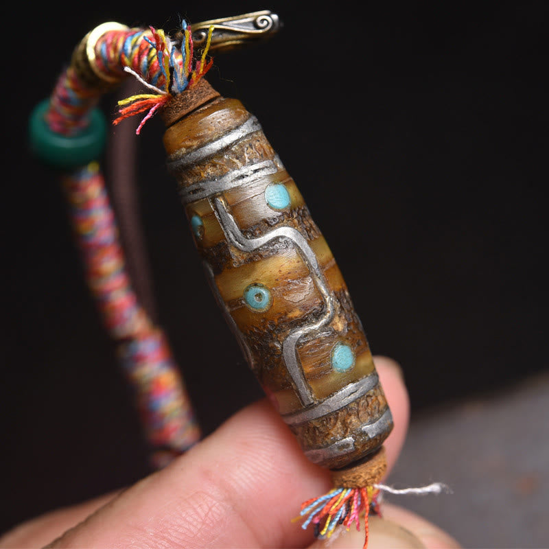 Bransoletka ochronna z sznurka z Buddha Stones, ręcznie robiona, tybetańska, z dziewięcioma oczkami koralików Dzi - image 1