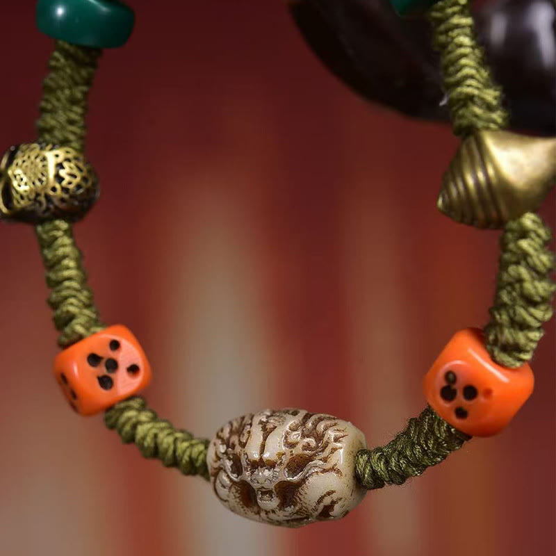 Bransoletka z liną, ręcznie robiona, z motywem smoka i Buddha Stones - image 4